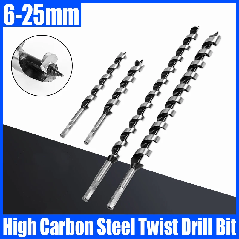 

1PCS 6-25mm Woodworking Twist Drill Bit High Carbon Steel Hex Shank Drill Bit For Wood Door Lock Reaming Woodworking Tool