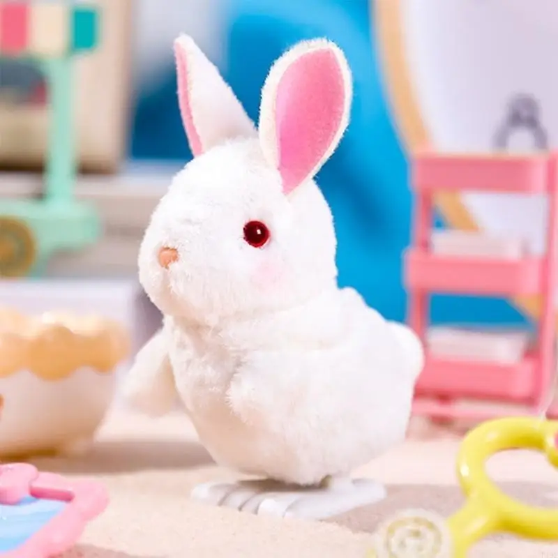 F19F Wind Up Toy Wind Up For Kids Jumping Thỏ đồ chơi Bunny Wind Up Toy Plush Rabbit Toy Crawling Toy cho trẻ sơ sinh