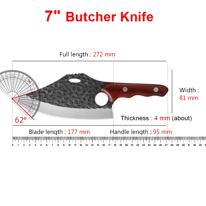 Hand Forged Boning Knife Stainless Steel Meat Cutting BBQ Knife Fish Fruit Cooking Tools Multifucntional Cooking Chef Knife