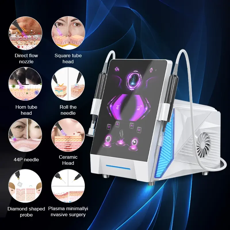 10 In 1 Warm Cold Plasma Fusion Plasma Ozone Jet Fractional Machine Roller Tips Acne Wrinkle Removal Hair Foiilcles Care Lifting