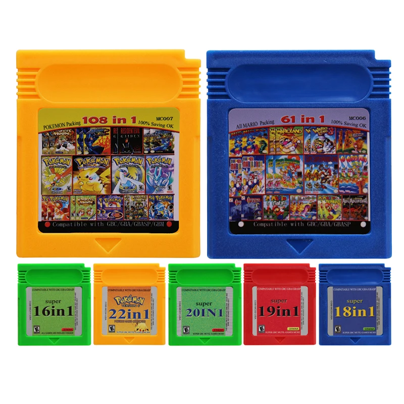 

16 Bit Video Games Cartridge GBC Game Console Card Game Compilation 61 IN 1 108 IN 1 for Fans Gift