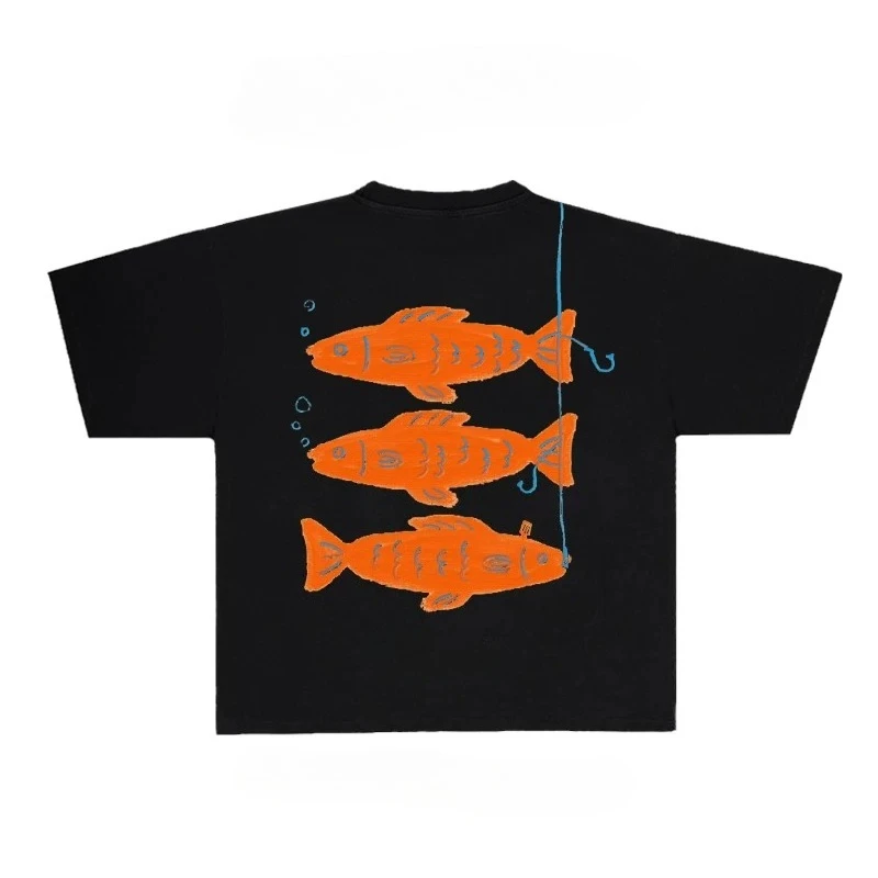 2026 Salt Style Outfit - Unique Design Short-Sleeved T-Shirt for Fishing and Watching Goldfish Breathing Bubbles in Summer