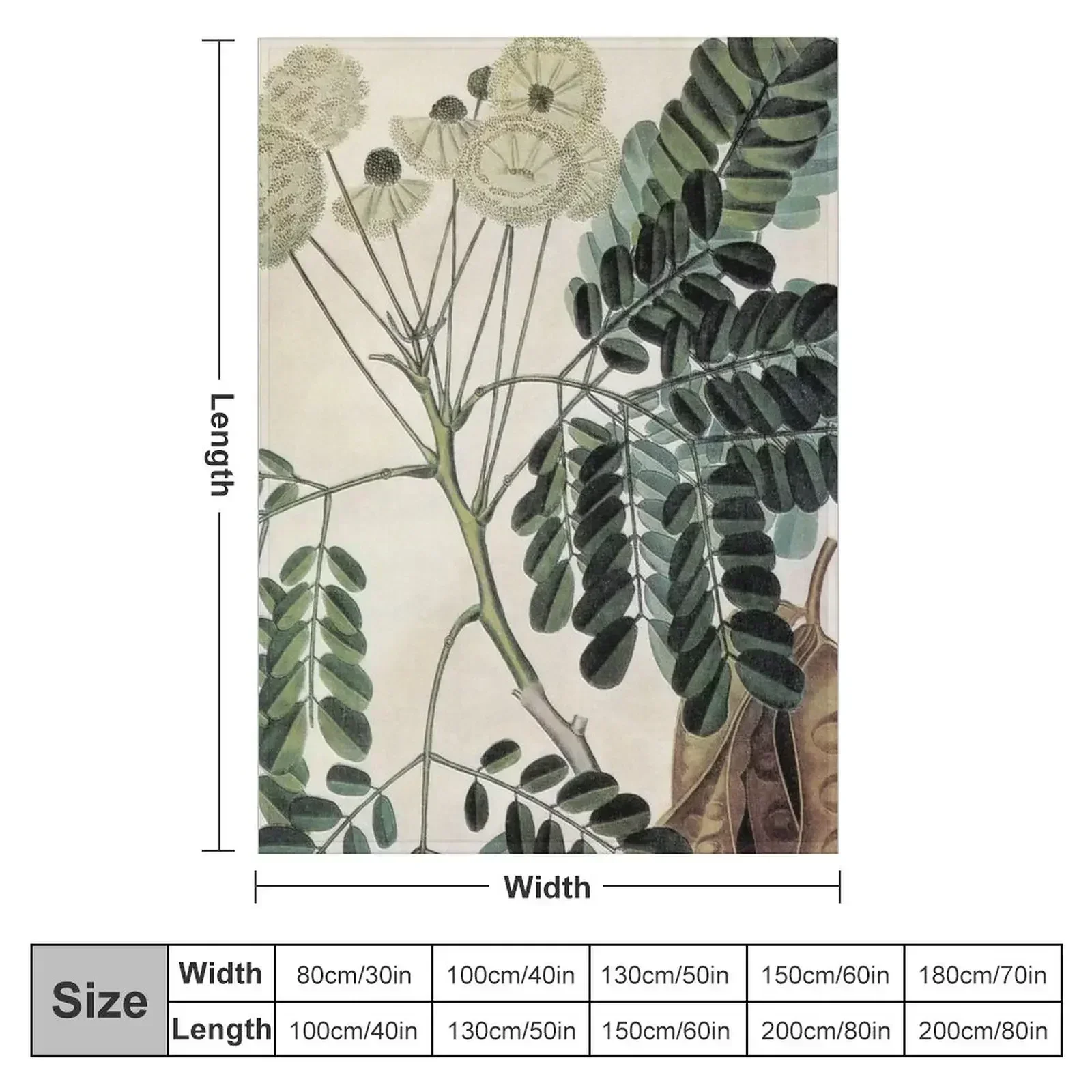acacia vintage botanical print Throw Blanket blankets and throws Decorative Throw Bed Fashionable Quilt Picnic Blankets
