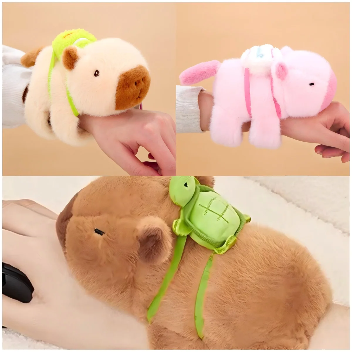 Animal Slap Bracelets Capybara Plush Toy Stuffed Animals Huggers Slap Toy Animal Wristband Interactive Toy Figures Kids Gifts