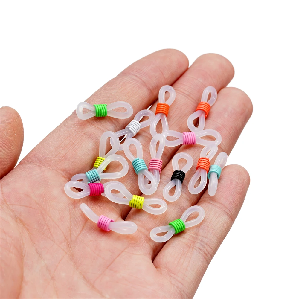 50pcs Eyeglass Chain Ends Adjustable Spring Silicone Ends Connectors for Eye Glasses Holder Necklace Chain DIY Jewelry Making view 5