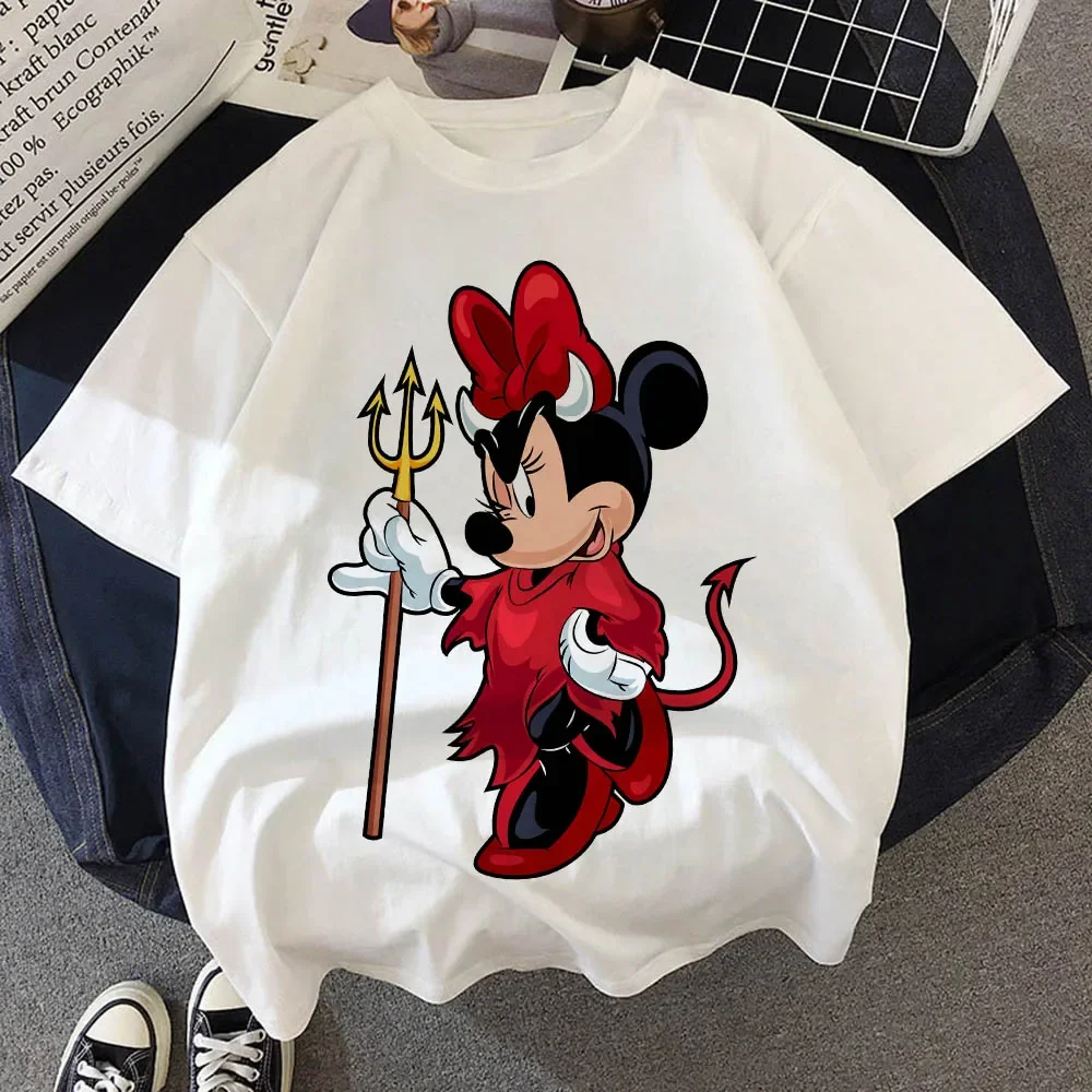 Disney-Camisetas infantis de Mickey e Minnie Mouse, top anime kawaii para menino e menina, roupas infantis, verão