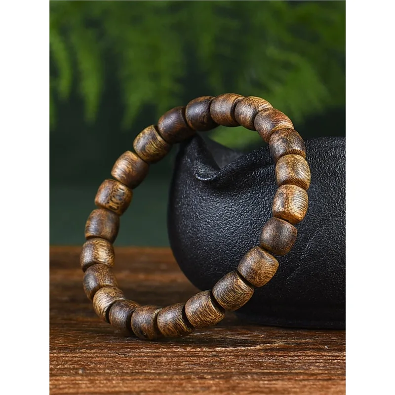 Black Plate Agarwood Bracelet 911mm Single Circle Old Shape Beads Natural Chenxiang Beaded Bracelet for Men and Women Gifts