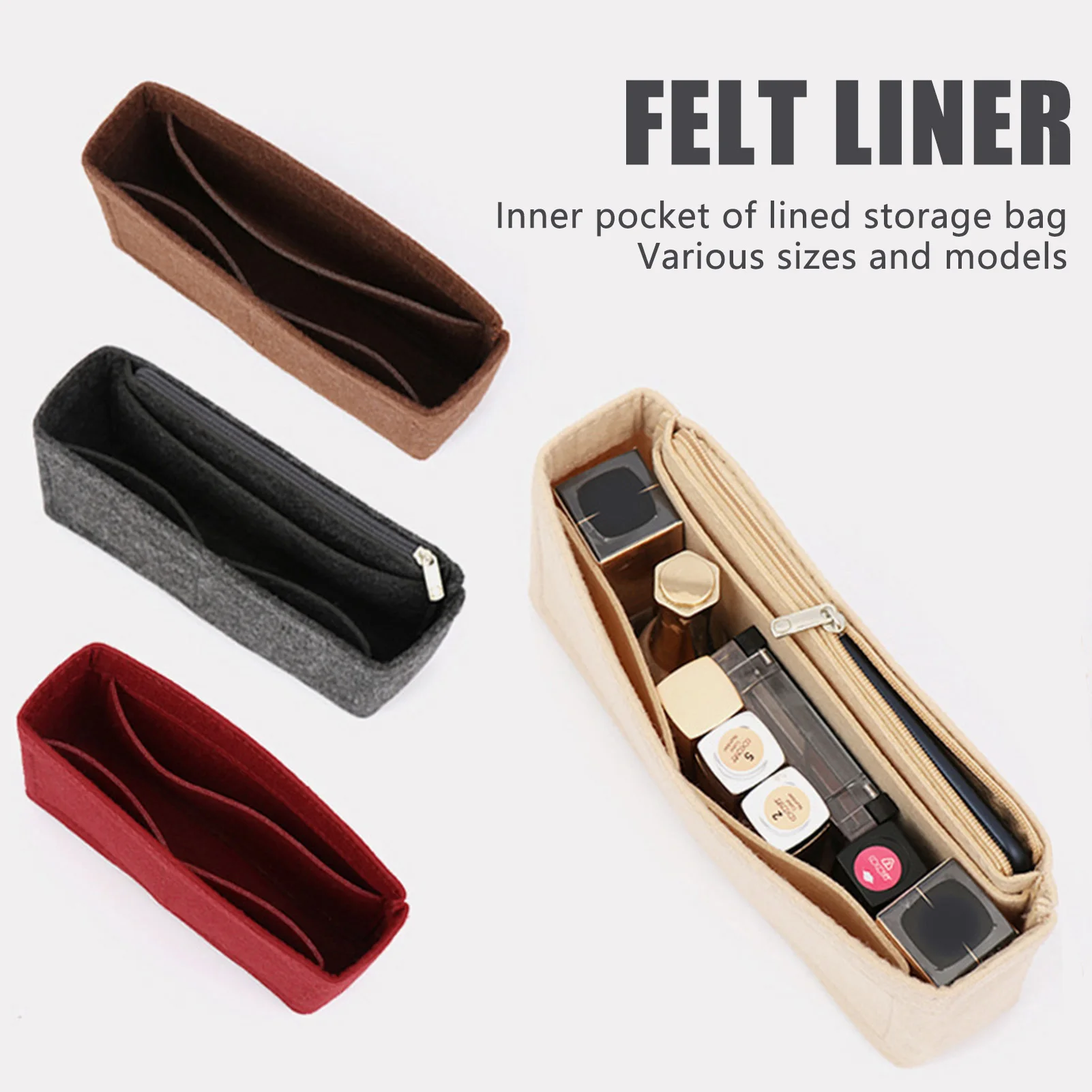 Felt Organizer Pouch for GG Marmont Bag Mini Zippered Inner Lining Storage Bag Protective Felt Insert Durable Lightweight