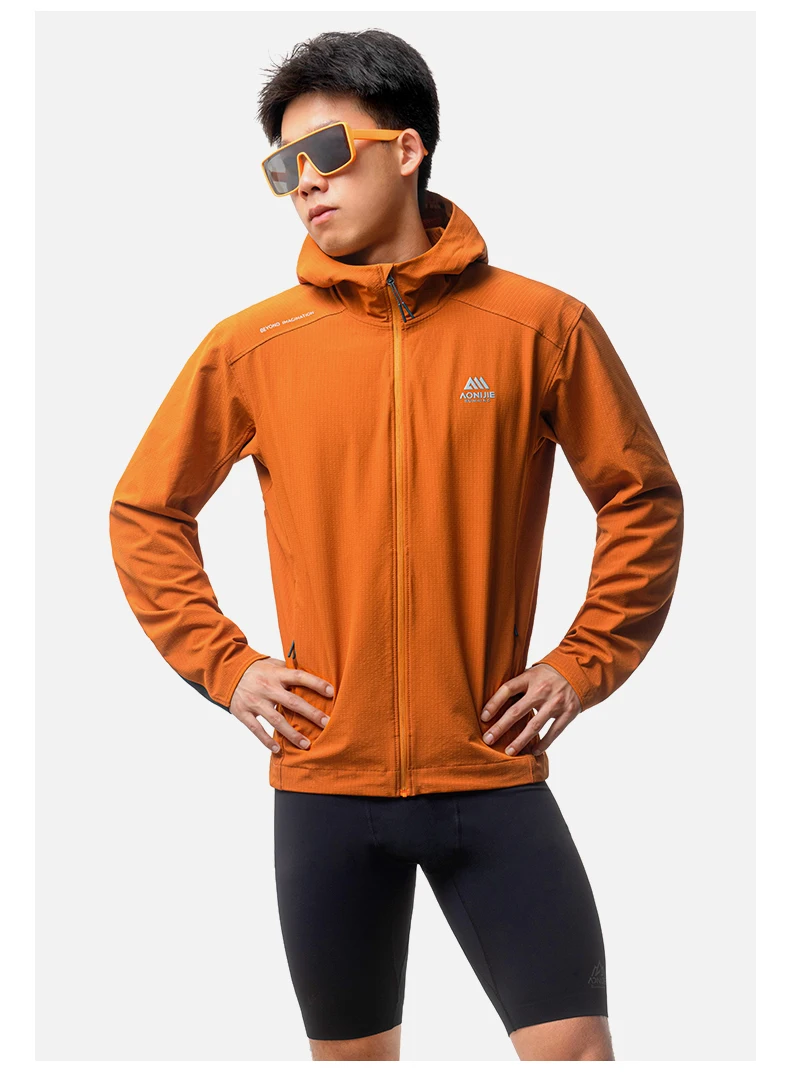 AONIJIE FM5207 Men Windproof Jacket Autumn and Winter Windproof Warm Outdoor Water-repellent Hiking Top Hooded Running Jacket