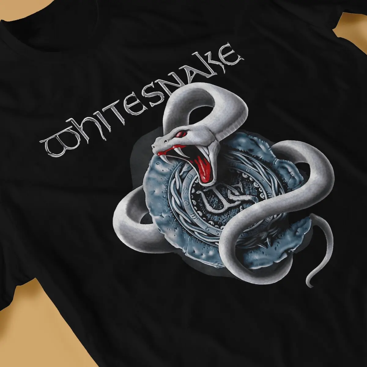 Whitesnake Newest TShirt for Men Music Band Rock Round Collar Basic T Shirt Distinctive Birthday Gifts Streetwear