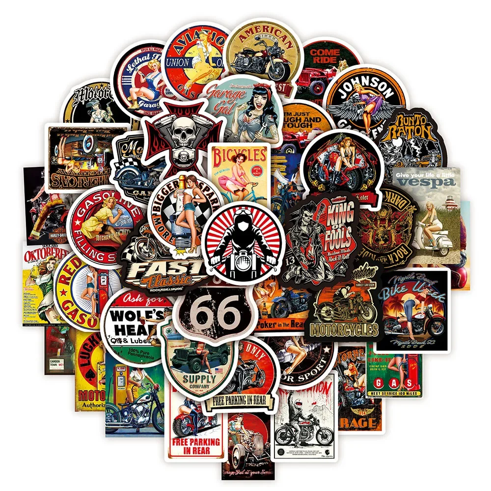 

50/100 шт. винтажные наклейки для мотоциклов для девочек, наклейка с рисунком Gran Torino для скейтборда, гитары, багажа, мотоцикла, ноутбука, наклейка