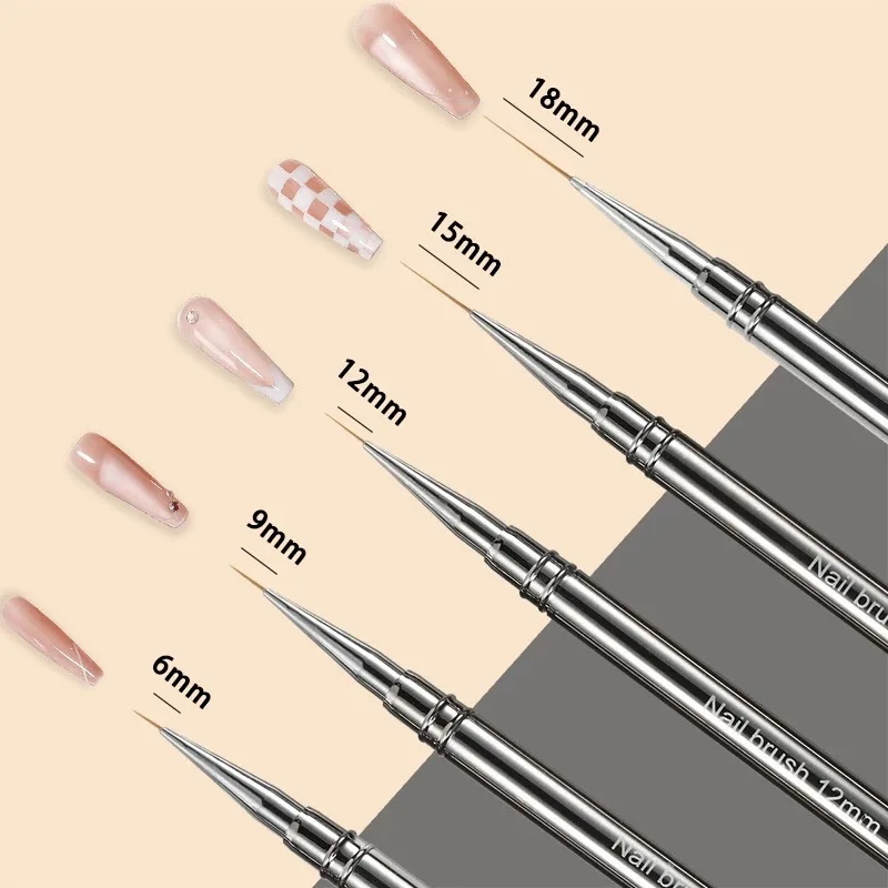 

Nail Art Liner Brushes Painting Art Design Pen for Long Lines Thin Details Fine Drawing Manicure Design 6/9/12mm