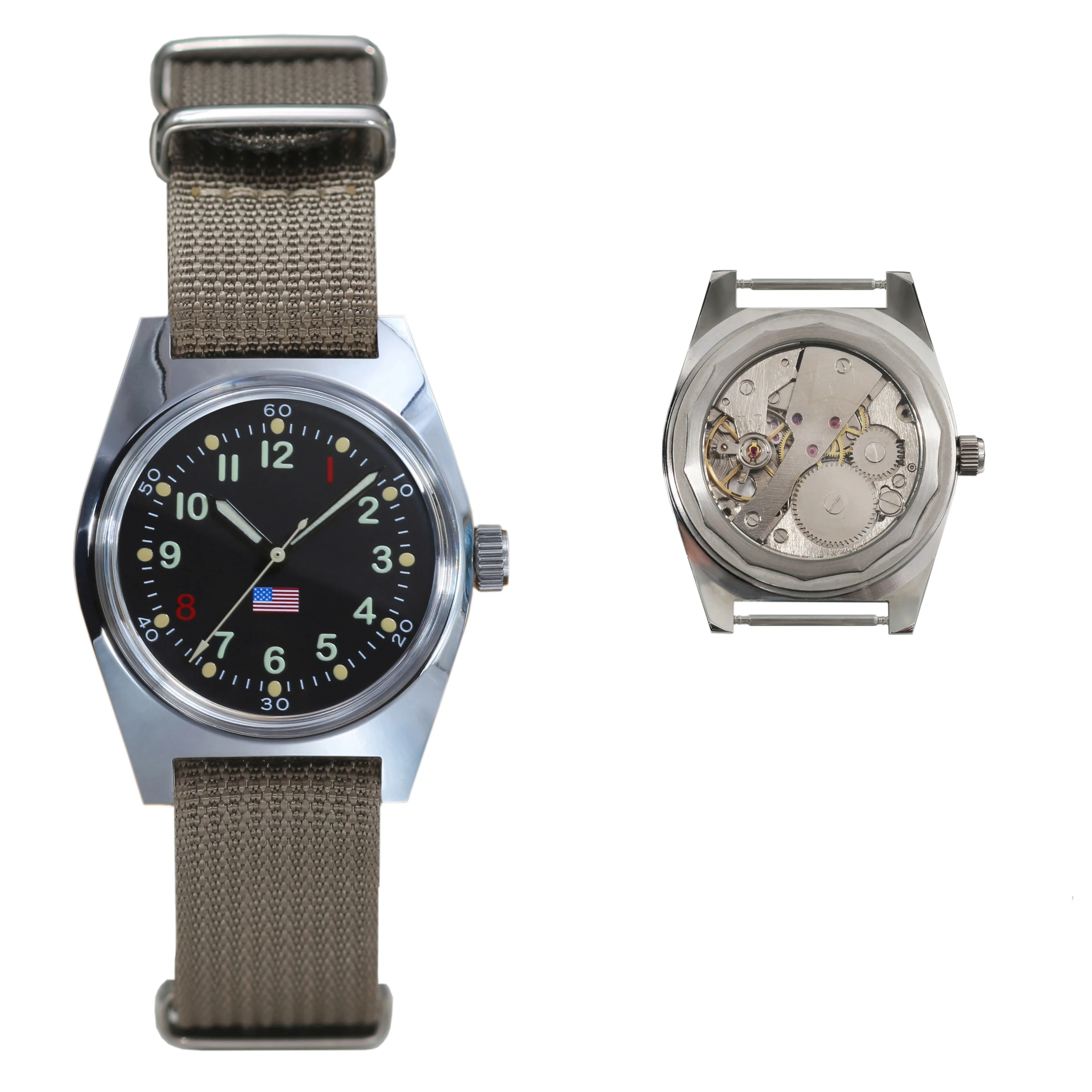 ساعة PHANTOM الرجالية الميكانيكية الرجعية من الفولاذ المقاوم للصدأ مقاومة للماء ساعة ميكانيكية يدوية عسكرية كلاسيكية 36 ملم دروبشيب #3