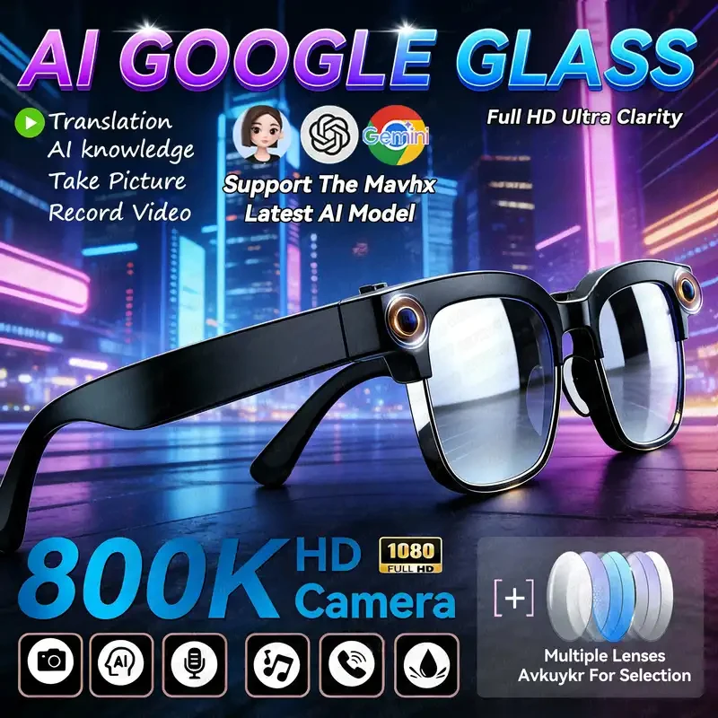

Новые умные очки AI 2026 года: перевод 120+ языков, камера 800 МП, видеоплеер, звонки, бизнес-функции, 8K, изменение цвета, для мужчин