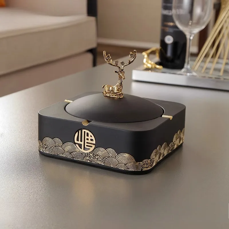 New Chinese Style Ashtray Zen Inspired Creative Personality Trendy Home Living Room Coffee Table Niche High-end Decoration
