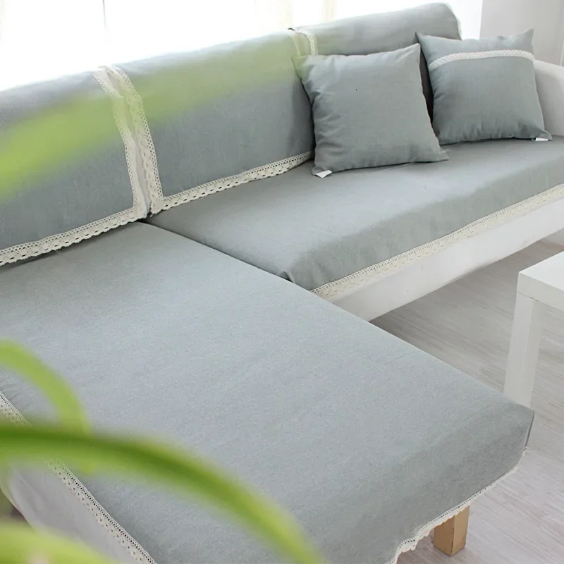 1 Piece Japan Style Chic Corner Sofa Cover Sofa Towel Cushion Cotton Linen Fabric Four Seasons Available Home Wedding Decoration