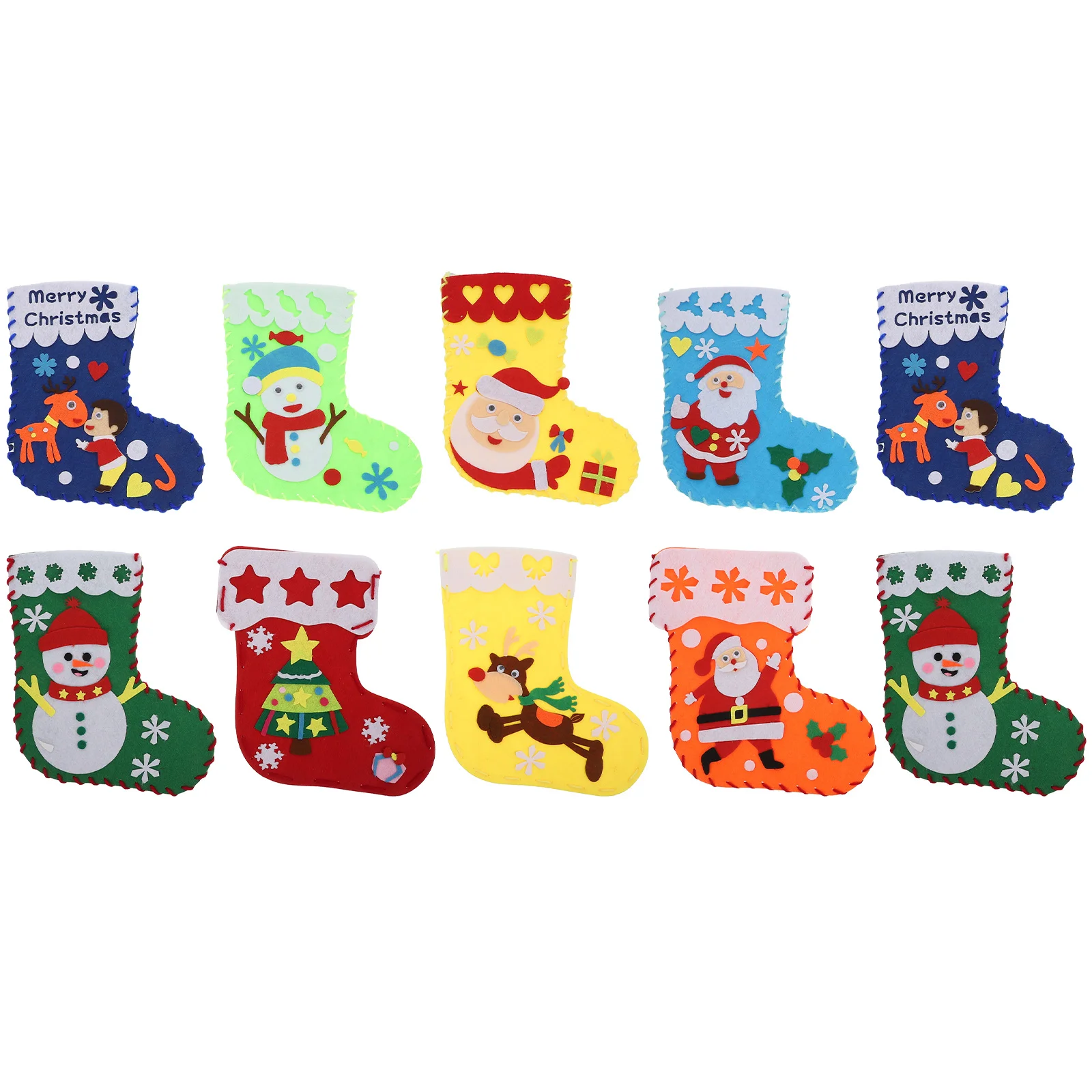 

10 Sets Stocking DIY Craft Kit Hanging nament Non woven Kids Sewing Gifts Hanging nament Practical Educational Toy