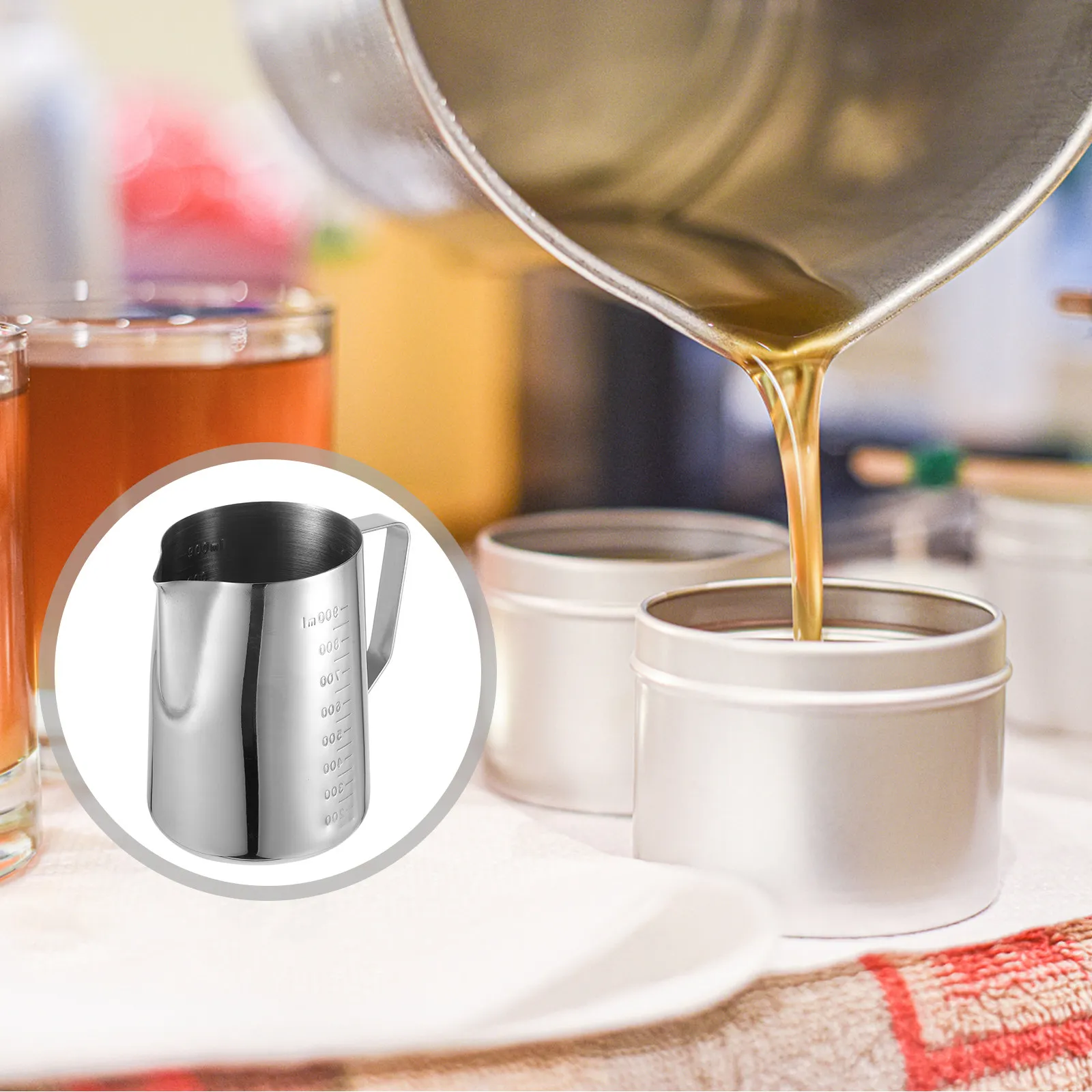 

1Pcs Stainless Steel Melting Pot Heat Resistant Handle DIY Wax Melting Container for Making Tools