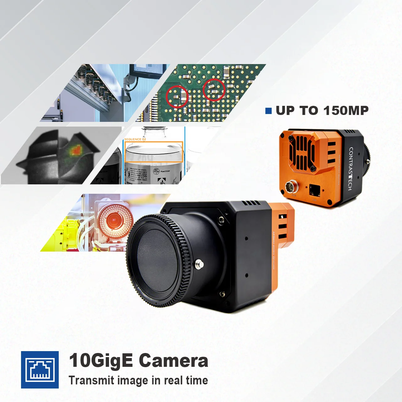 Support Binning Large Format 10 GigE Global Shutter M58 F mount 31 MP CMOS Area Scan Camera With Sensor IMX342