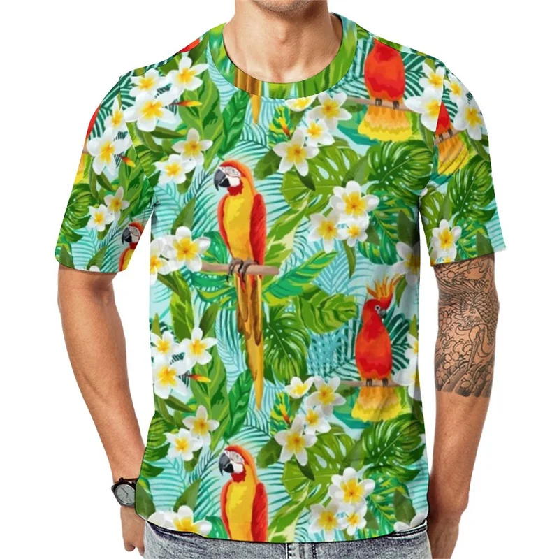 Funny Parrot Pattern 3d Printed T Shirt For Men Summer T-Shirt Large Size Casual Fashion Tee High Quality O Collar Short Sleeve