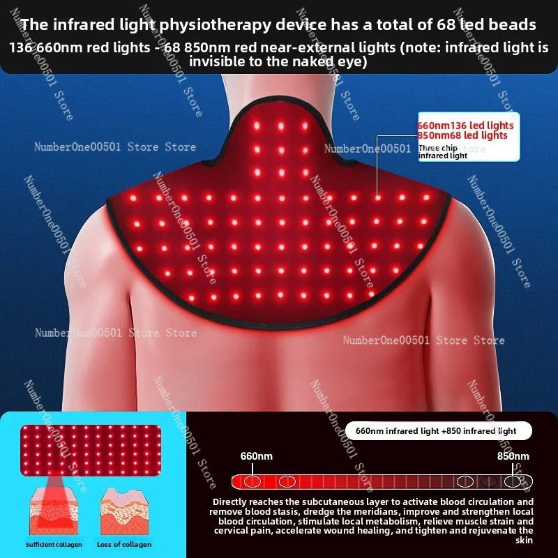 Rechargeable red light physiotherapy shoulder protector neck protector household portable far infrared heating shawl