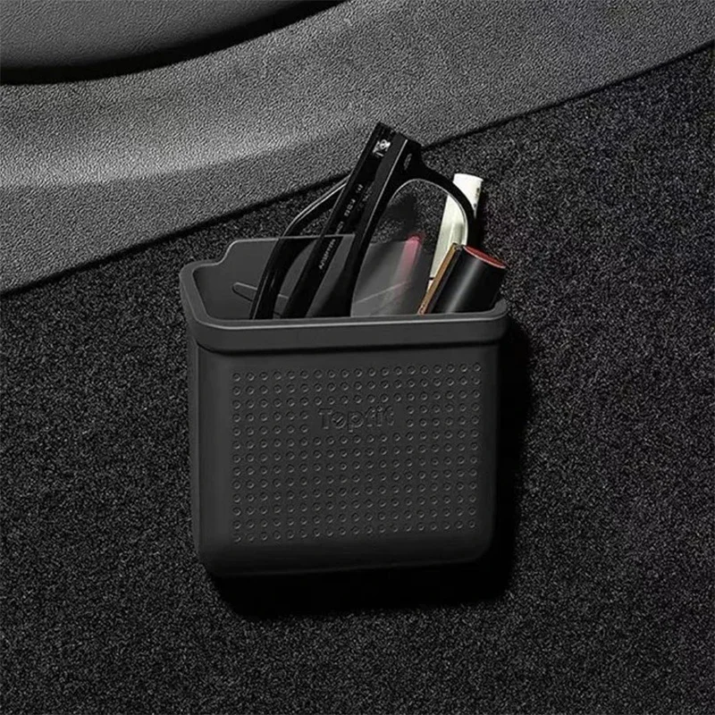 Herval For Tesla Model 3/Y/X/S Velcro Storage Bag Cell Phone Sunglass Organizer Key Silicone Holder Storage Box Car Accessories