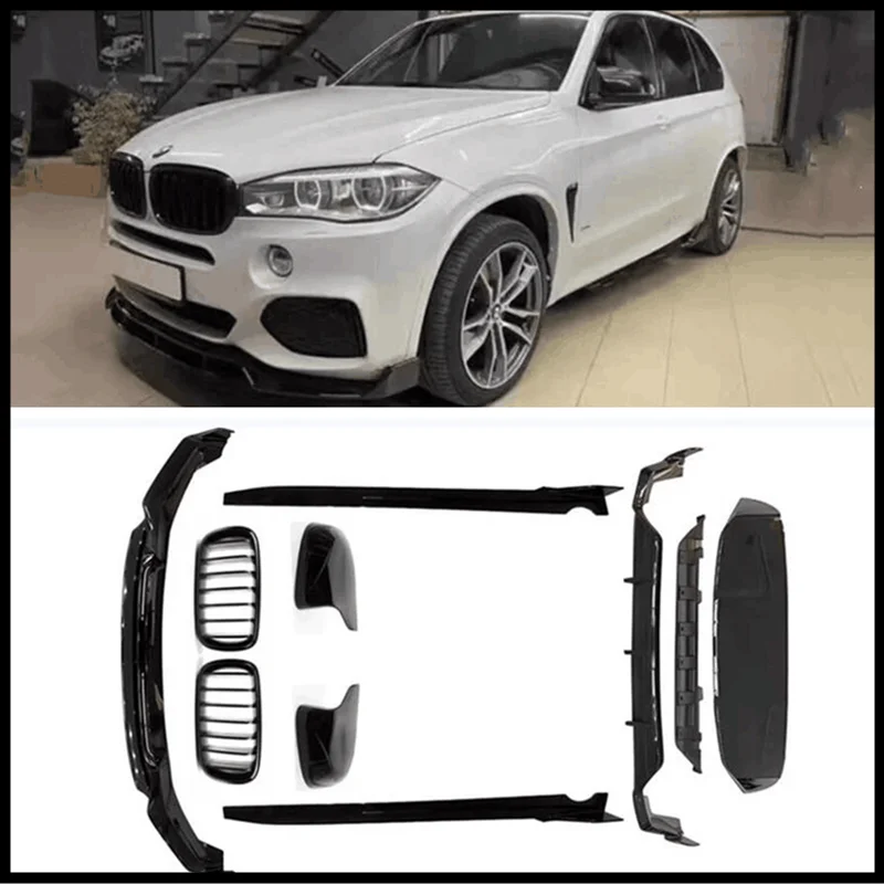 For BMW X5 F15 2014-2018 High Quality ABS Black Front Bumper Lip Rear Diffuser Body Side Skirt Kit Spoiler Grill Rearview Mirror