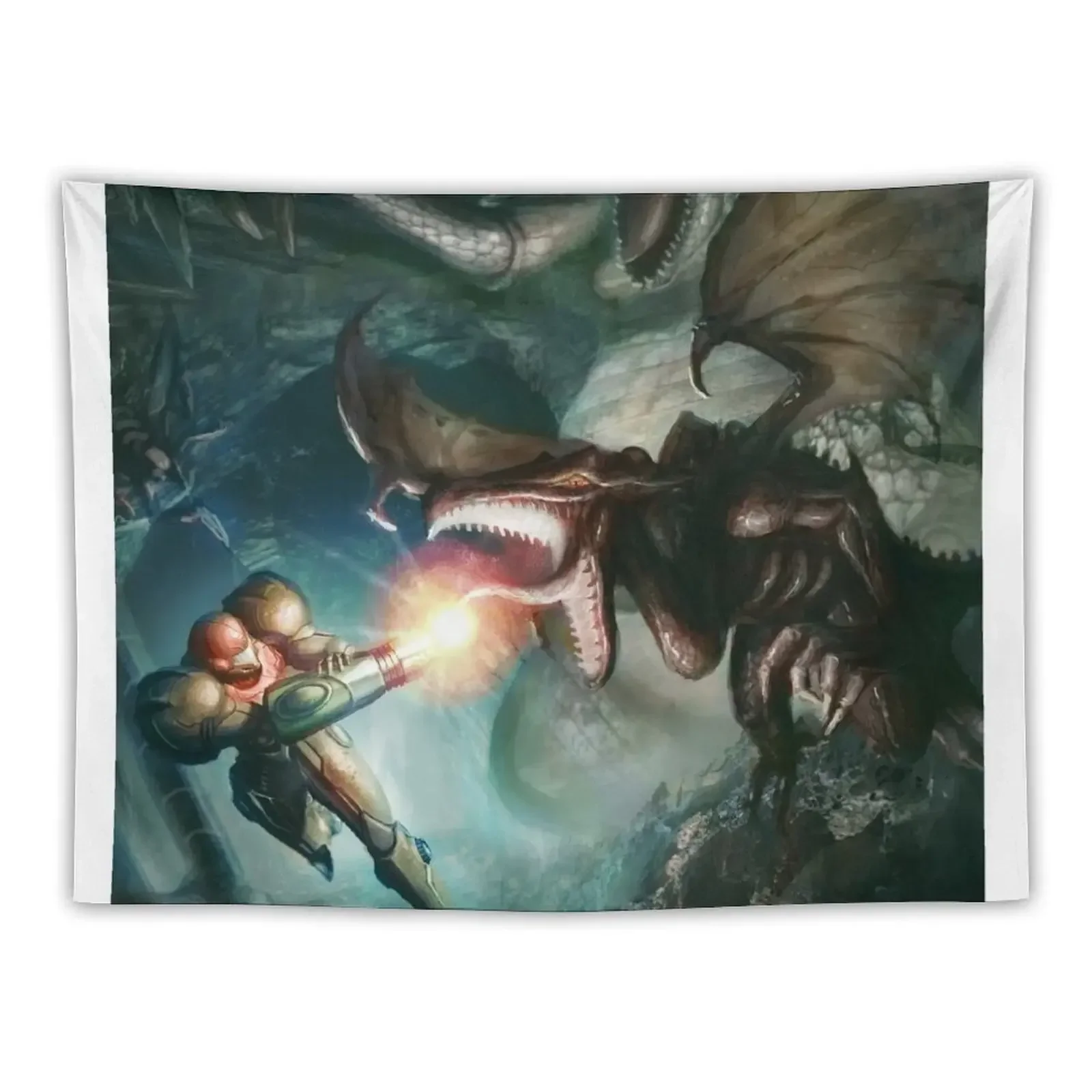 Samus Aran VS. Ridley - The Final Encounter Tapestry Wall Hangings Decoration Bedroom Decorations Cute Room Decor Tapestry