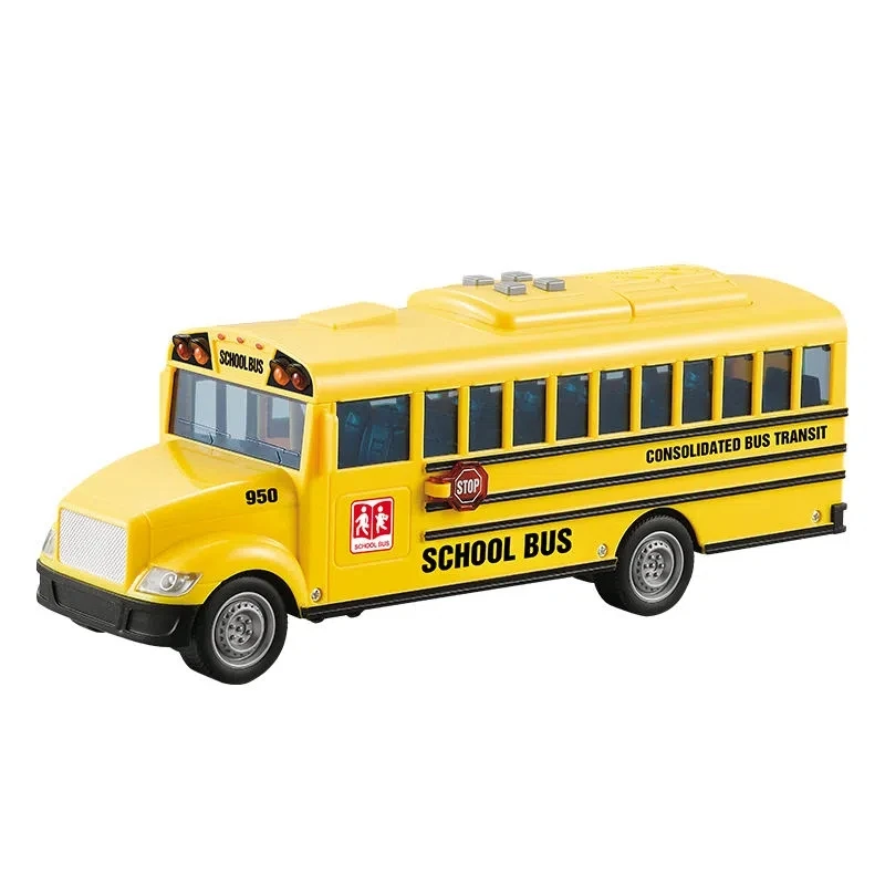 1/16 Alloy Diecast School Bus Toy Car Model Engineering Transport Vehicle Model Car Music Pull Back Vehicle For Children Gifts