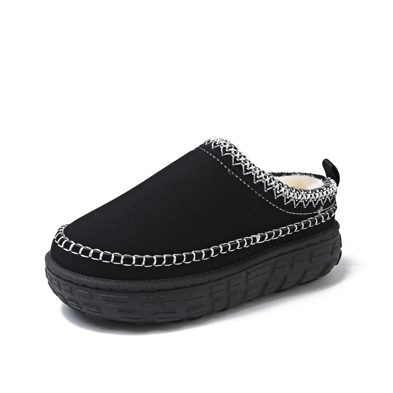 

2026, новые модные зимние хлопковые полутапочки, кашемировые теплые нескользящие зимние ботинки на толстой подошве, женская уличная обувь 36-42