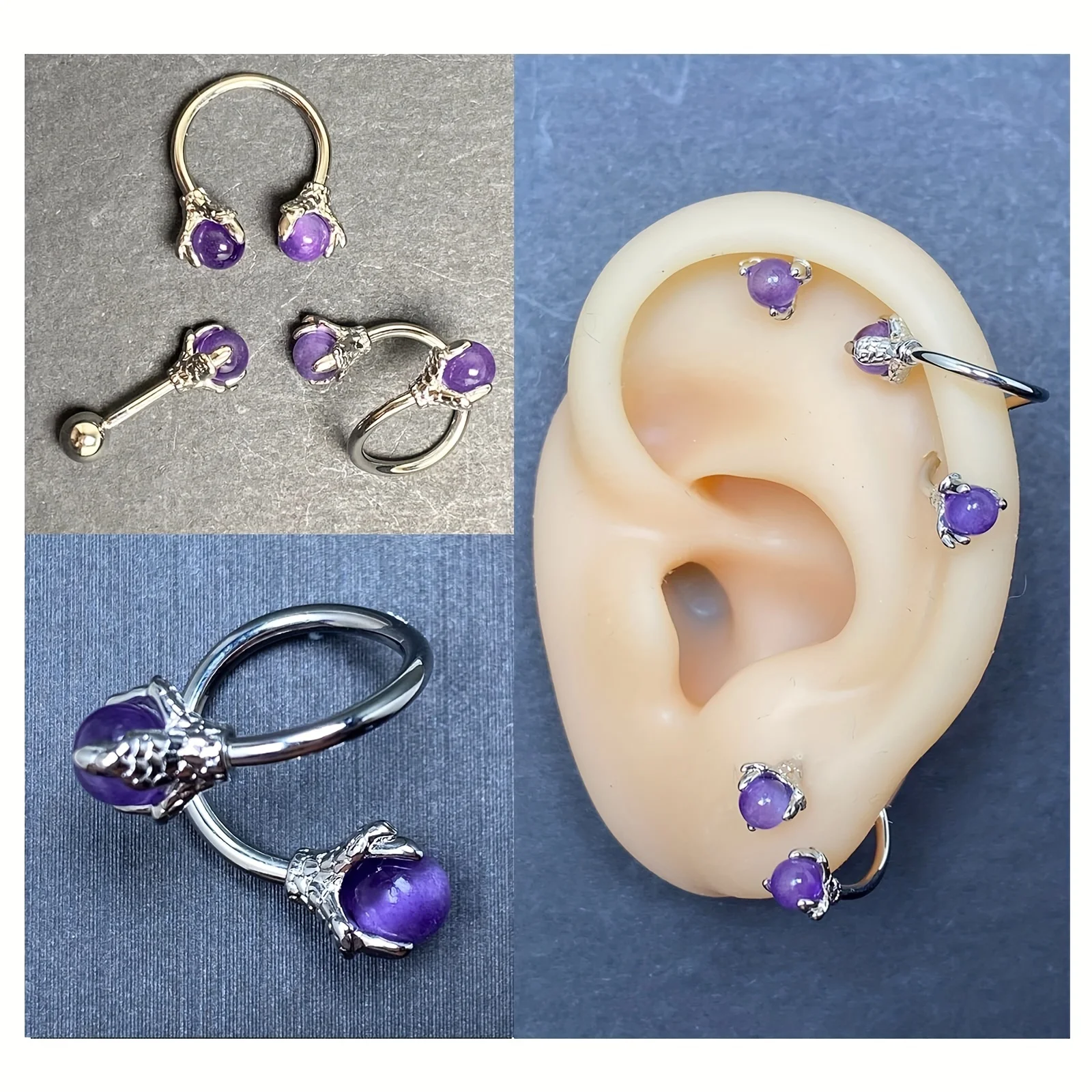 1-3PCS Stainless Steel Helix Cartilage Tragus Earrings, Halloween Gothic Dragon Claw Earrings, Body Piercing Jewelry For Men