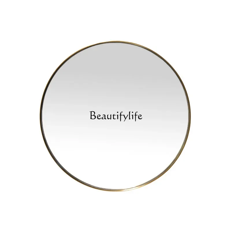 

*Nordic Light Luxury Custom Stainless Steel with Light Bathroom Mirror Anti-Fog Golden, round Wall-Mounted
