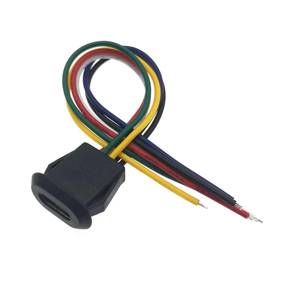 2/4/6Pin USB C نوع قابس الطاقة جاك موصل المباشر ضغط الإناث قاعدة أنثى المقبس شحن واجهة مع كابل