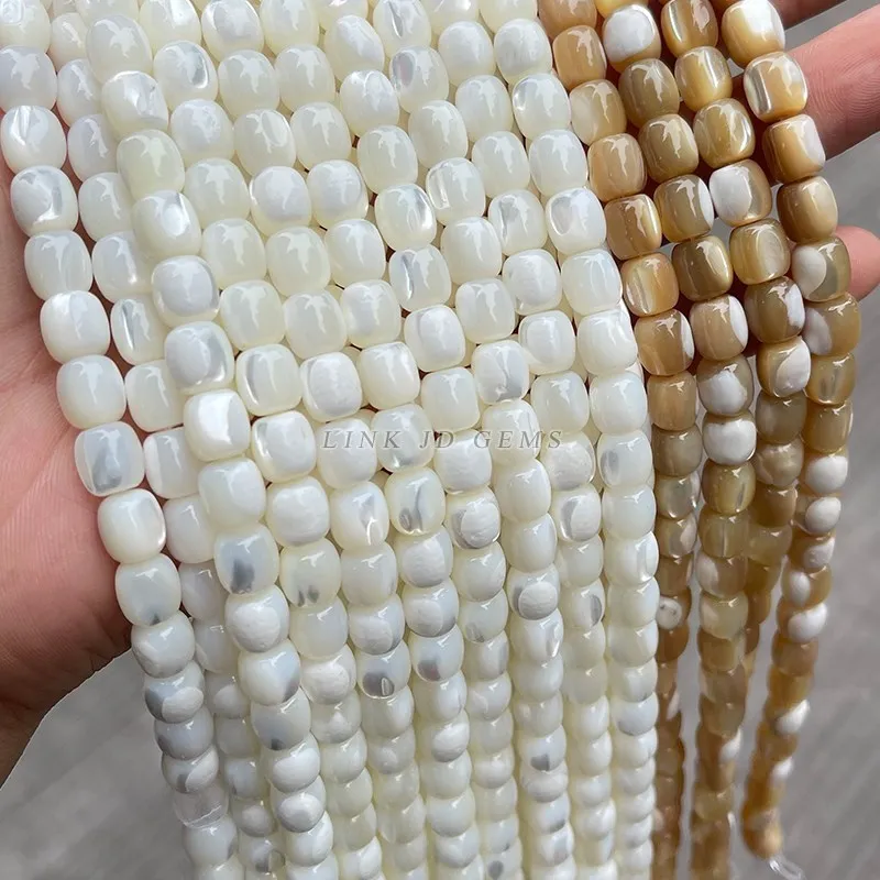 Natural White Coffee Color Trochus Shell Bead Barrel Shape Polished Loose Spacer Beads For Jewelry Making Diy Bracelet Necklace