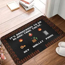 Welcome Bath Mat Dangerous To Go Alone Take 8bit Retro Doormat Living Room Bedroom Kitchen Carpet Outdoor Rug Home Decoration