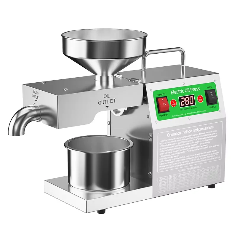Automatic Oil Press Machine, 500W Heavy Duty for Coconut/Almond/Walnut, Food Grade Stainless Steel, Automatic Oil Extractor
