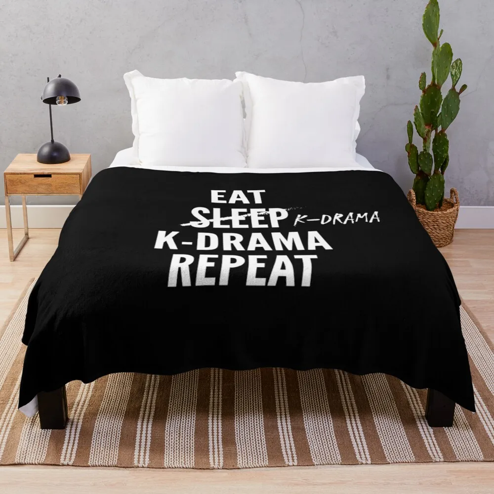 Eat Sleep K-drama Repeat in White Korean drama, Kpop, Korea, Hallyu, Bingewatching, TV, Kawaii, Asia Throw Blanket