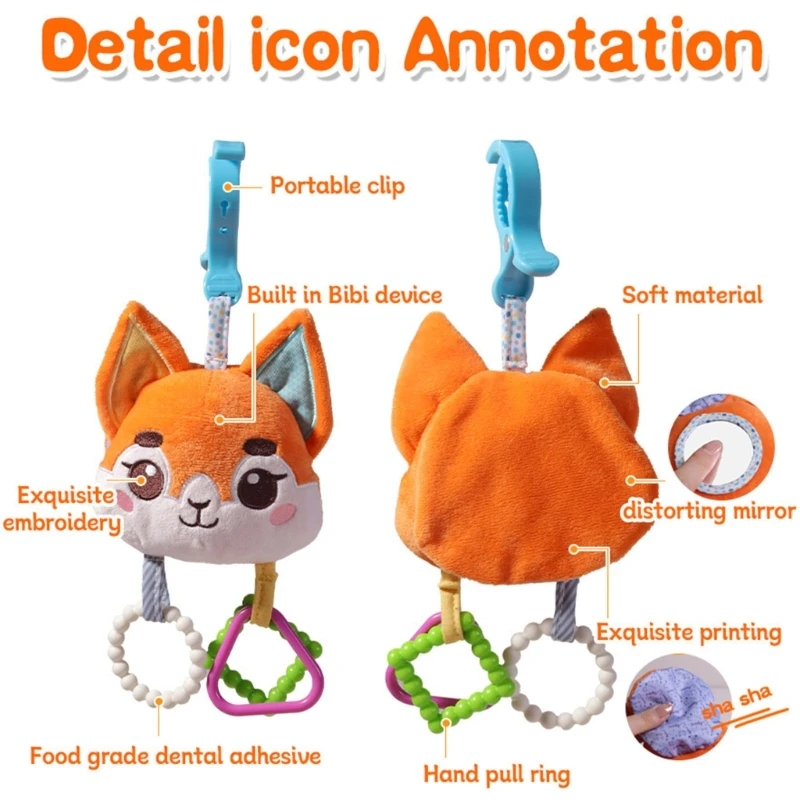 Neugeborenen Krippe Hängen Beruhigende Rassel Puppe Spielzeug Weiche Plüsch Tier Baby Kinderwagen Hängen Mobile Glocken mit Spiegel Pädagogisches Spielzeug