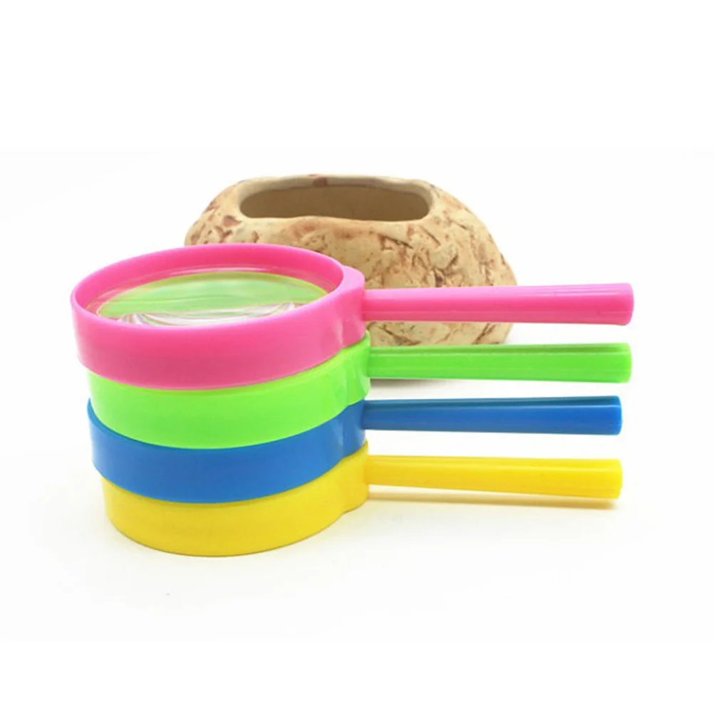 

4pcs Handheld Magnifying Glass For Kids Portable Colorful Reading Magnifier Natural Exploration Tool Instruments