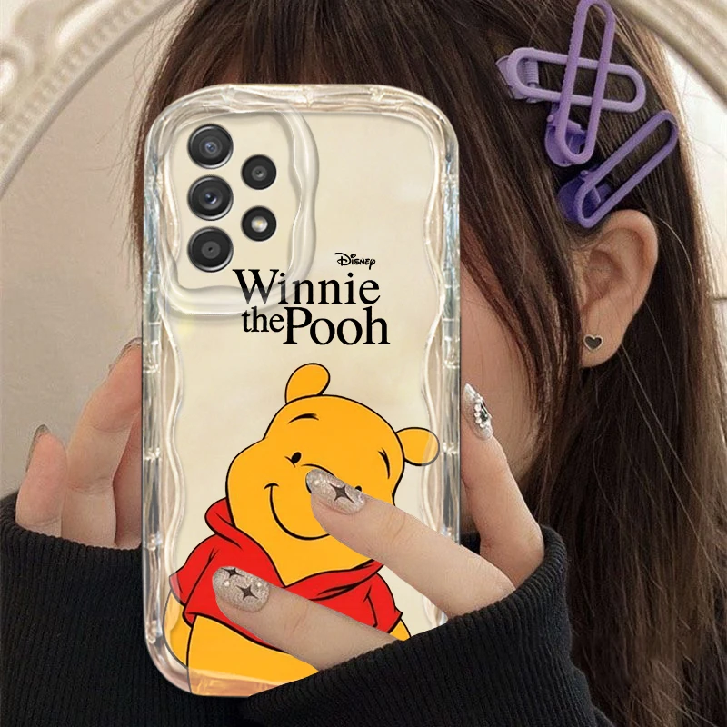 Cartoon Disney Winnie Bear For Samsung Galaxy S24 S23 S21 S21 S20 Ultra Plus Transparent Soft Wave Oil Phone Case image 2