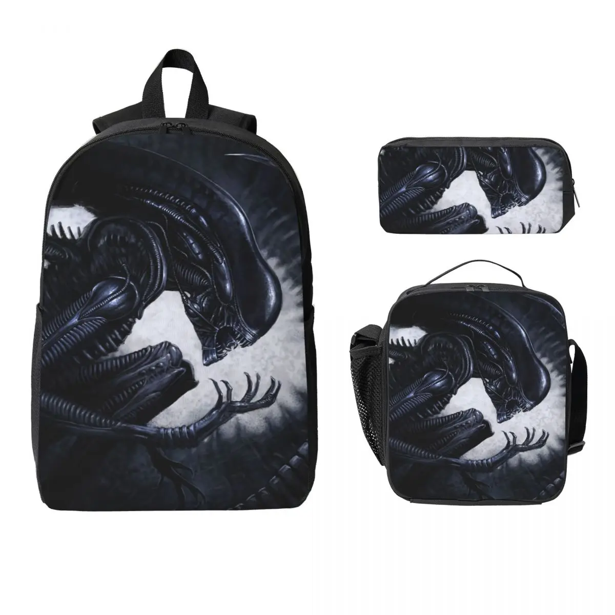 

Xenomorph Alien Backpack Student Boys Girls BookBag School Bag Computer Shoulder Bags 3ps Insulated Lunch Bag Pencil Case