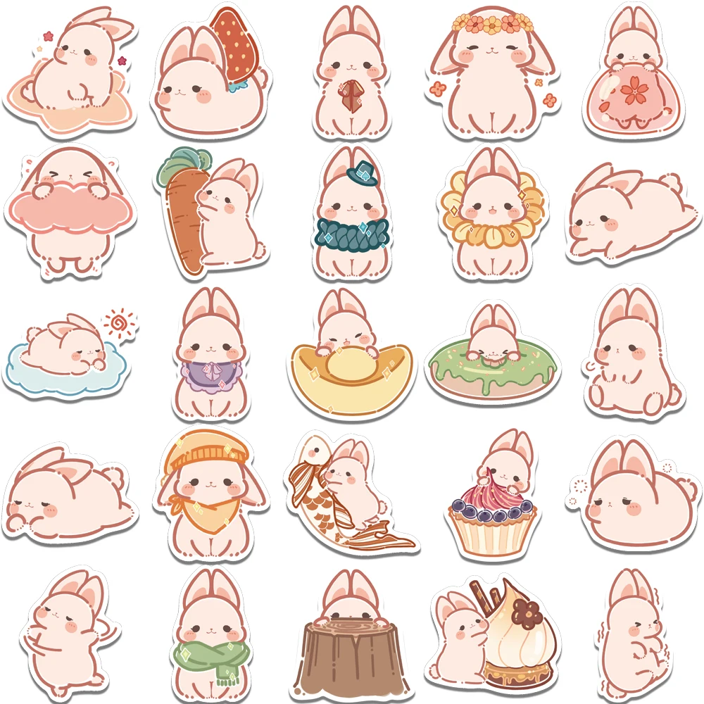 50PCS Scrapbooking Stickers Kawaii Rabbit Decorative Label Sticker for DIY Art Craft Planner Scrapbook Diary Calendar Album