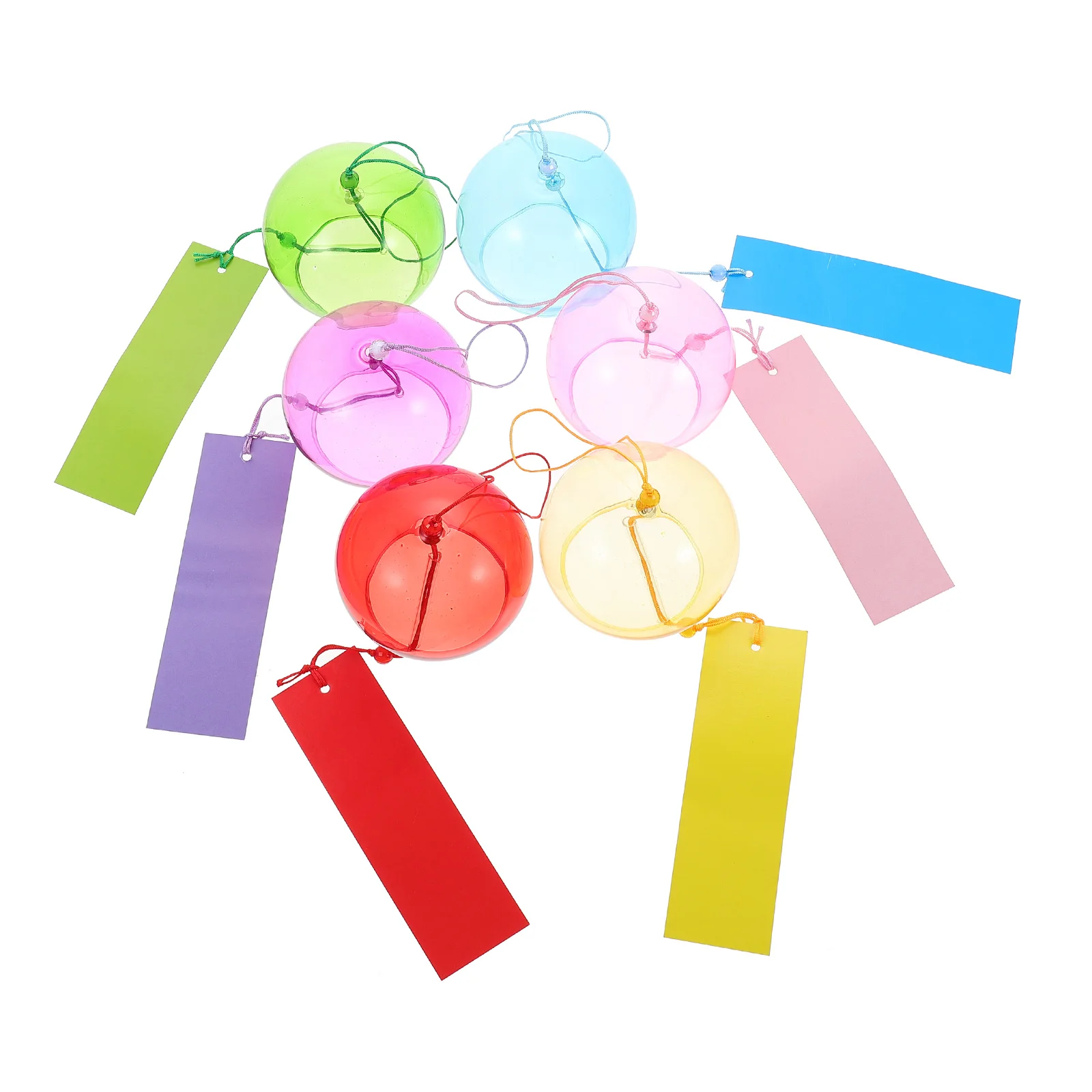 

6pcs Glass Wind Chimes Clear Decorative Hanging Balcony Yard Garden Outdoor Pendant Bells Home Wedding Relaxation Sound