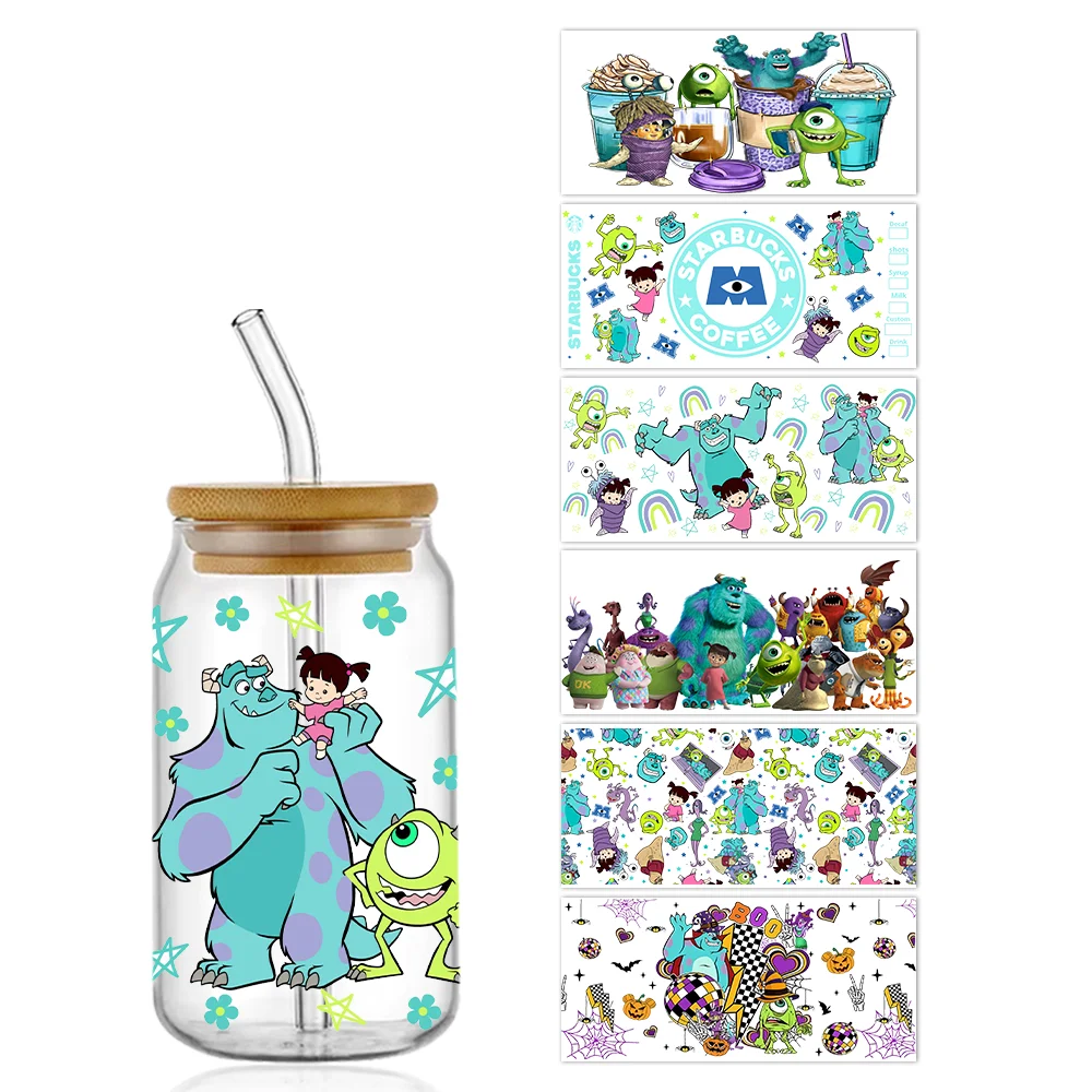 Monsters Inc Sulley UV DTF Cup Wrap For 16oz Libbey Beer Glass Can Cup Wrap DIY Sticker Cartoon Selfadhesive Washable DIY