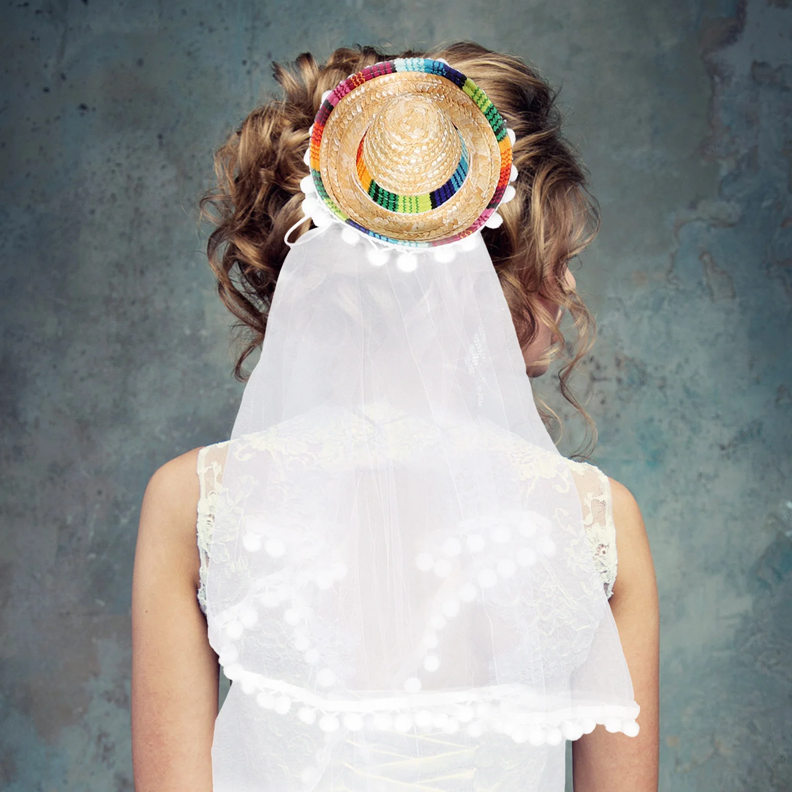 

Rainbow Mini Hat Bridal Veil Lightweight Elegant Long Fabric Veil for Wedding Engagement Bachelorette Party Prom Bride Hair