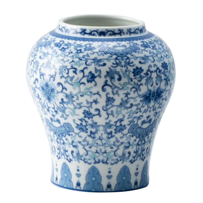 

Blue and white porcelain vase retro ceramic decoration flower dried