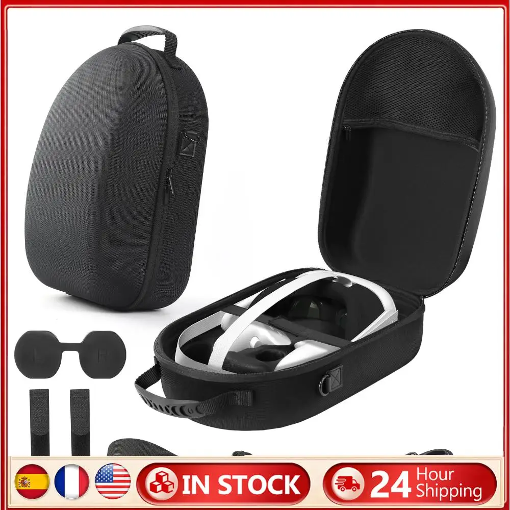 

Дорожный чехол Len Cover Противоударный жесткий чехол Кабельные стяжки Защита от царапин и падения с плечевым ремнем для Meta Quest 3