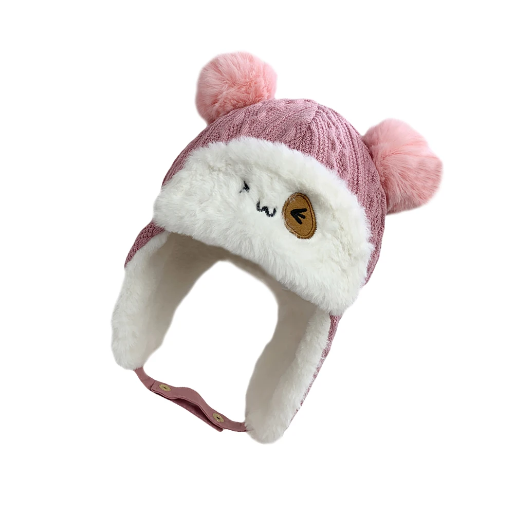 Kids Winter Earflap Hats Cartoon Animals Pattern Baby Hat Cotton Earmuffs Warm Soft Elastic Straps Holiday Gifts
