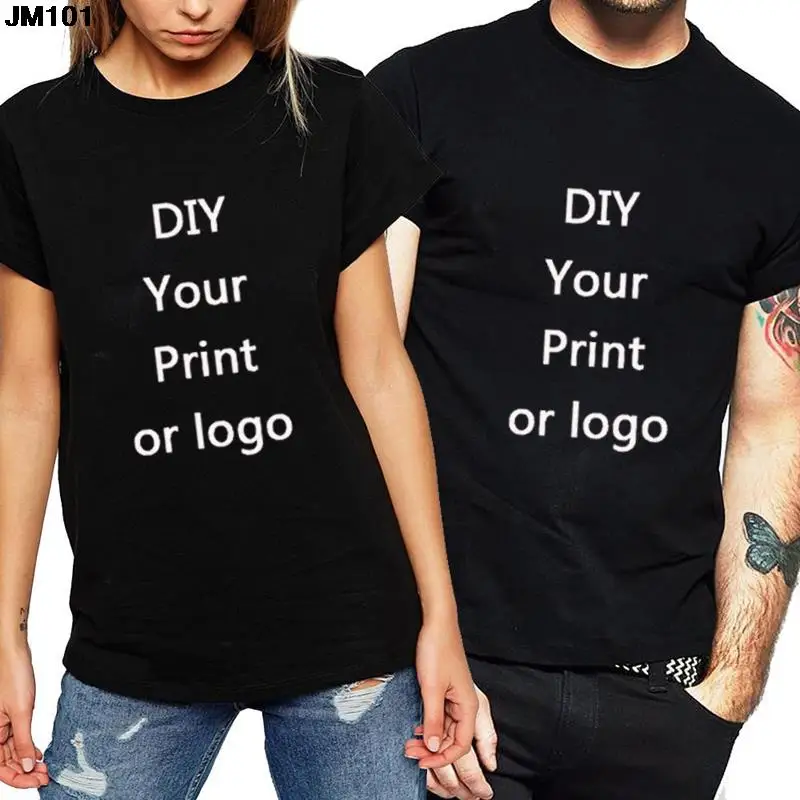 Customized Print Woman Tshirt Harajuku Womens DIY Your Like Photo Or Logo Black Unisex T-shirt Fashion Custom Man\'s Clothing Tee