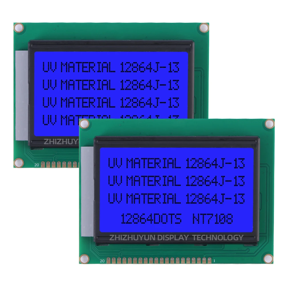 UV 소재 앰버 백라이트 12864 포함, 128x64 모듈, 5V 전원 공급 장치, 20PIN, 93x70mm, STN 6800 병렬 NT7108, 12864J-13